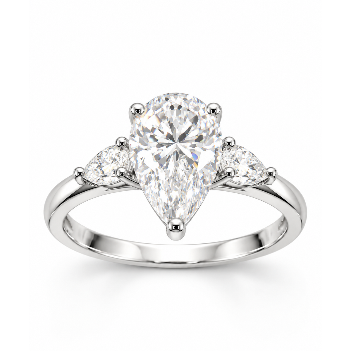 Anillo de Compromiso Pera con Laterales Moissanite S925