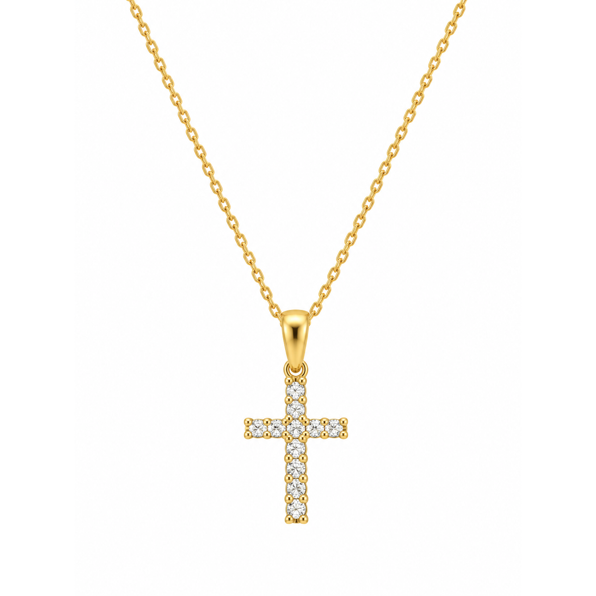 Dije Cruz Oro 14k con Diamantes Naturales