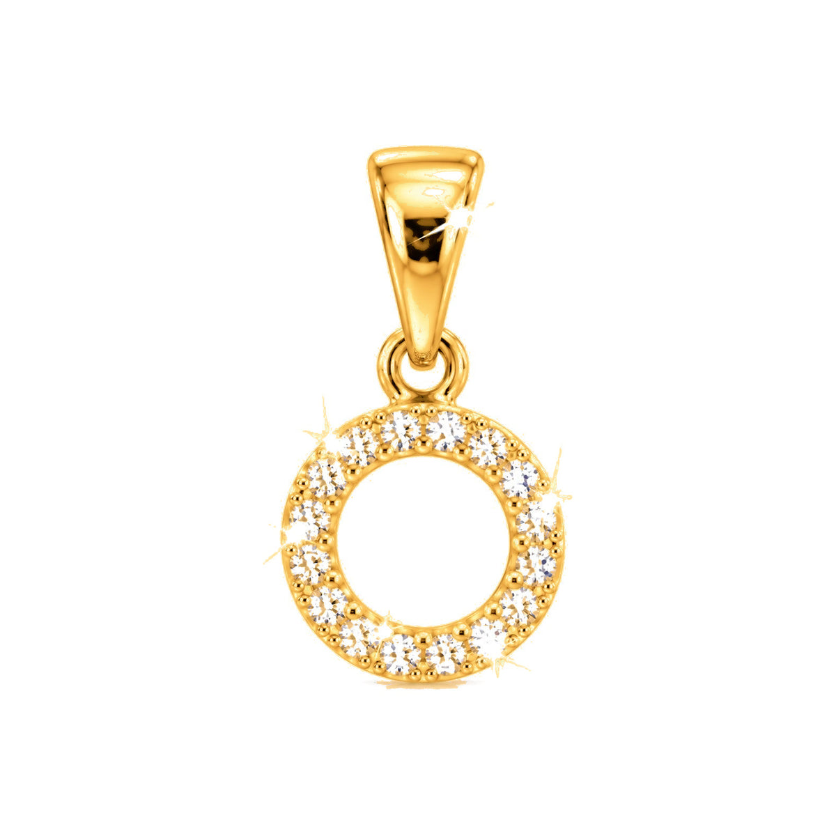 Dije Letra O Oro 10k con Diamantes Naturales