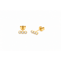 3x7mm Aretes de Dama Oro 14k Barra de Tres Diamantes Naturales en Bisel
