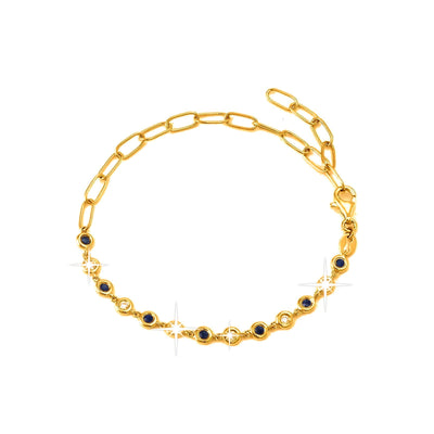 Brazalete de Dama Oro 14k Redondos con Zafiro y Diamantes Naturales