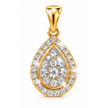 Dije Gota con Doble Halo de Diamantes Naturales Oro 10k