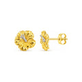 Aretes de Dama Oro 14k Flor de Cayena con Pistilo de Oro Blanco