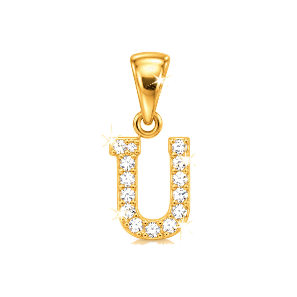 Dije Letra U Oro 10k con Diamantes Naturales