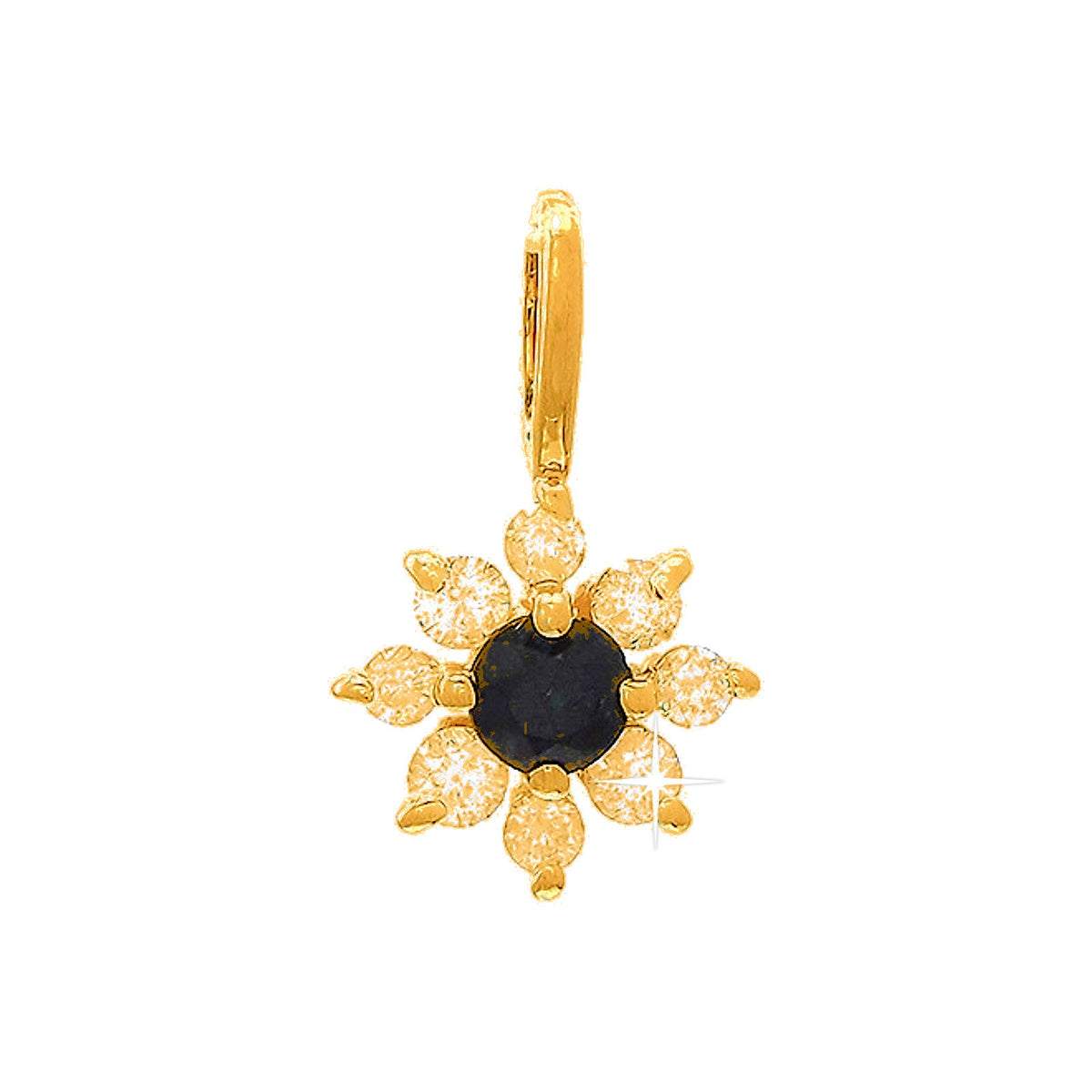 6mm Dije Oro 14k Redondos con Zafiro y Diamantes Naturales
