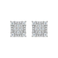 Aretes Cuadrados Mosaico Princesa y Baguette Moissanite S925
