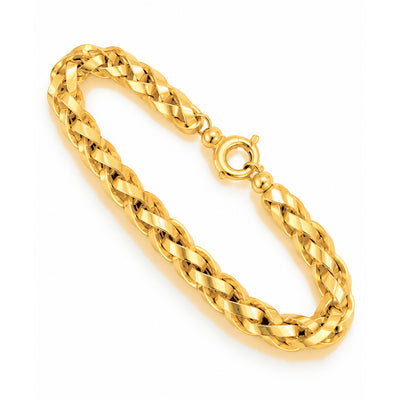 Brazalete de Dama Oro 10k Eslabones Trenzados
