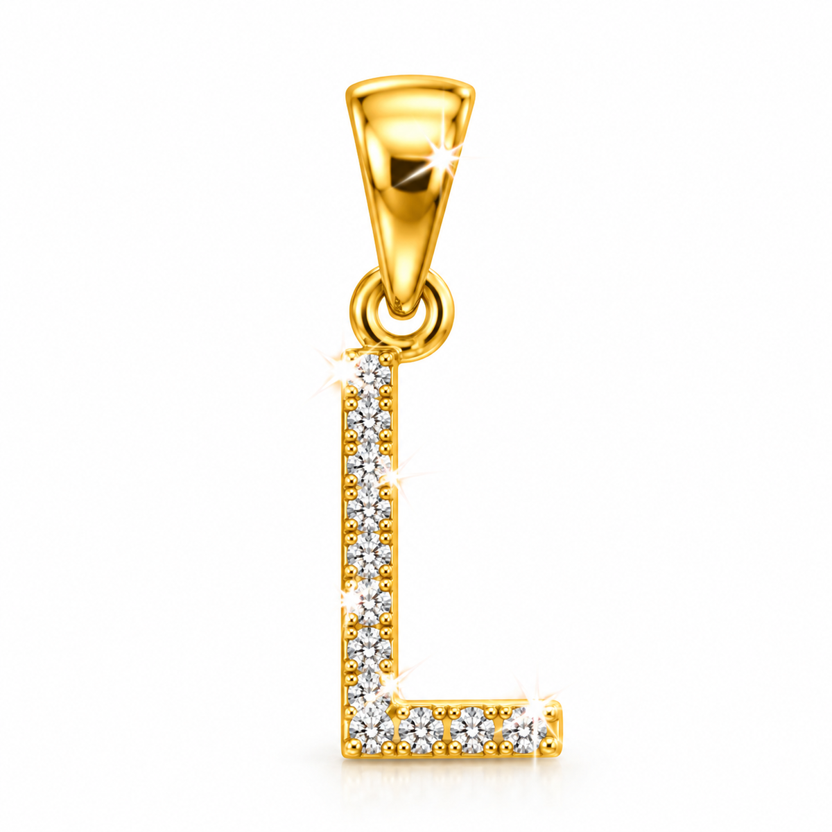 Dije Letra L Oro 10k con Diamantes Naturales