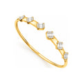 Brazalete de Dama Oro 14k Rígido Abierto Seis Bloques Baguette con Diamantes Naturales