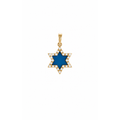 Dije Estrella de David Oro 14k Esmalte Azul con Circonios