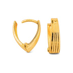 Aretes de Dama Oro 10k Aro Forma Corazón Acanalado