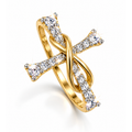 Anillo de Dama Oro 10k Cruz con Infinito y Diamantes Naturales