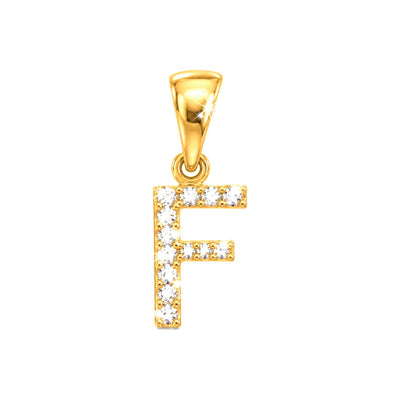 Dije Letra F Oro 10k con Diamantes Naturales