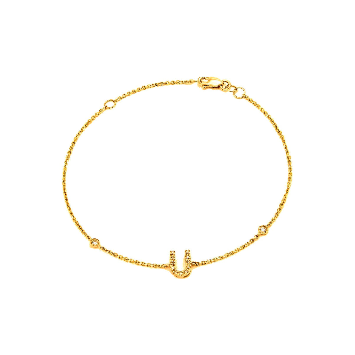 7mm Brazalete de Dama Oro 14k Inicial Pavé