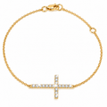 Brazalete de Dama Oro 14k Cruz Horizontal con Diamantes Naturales