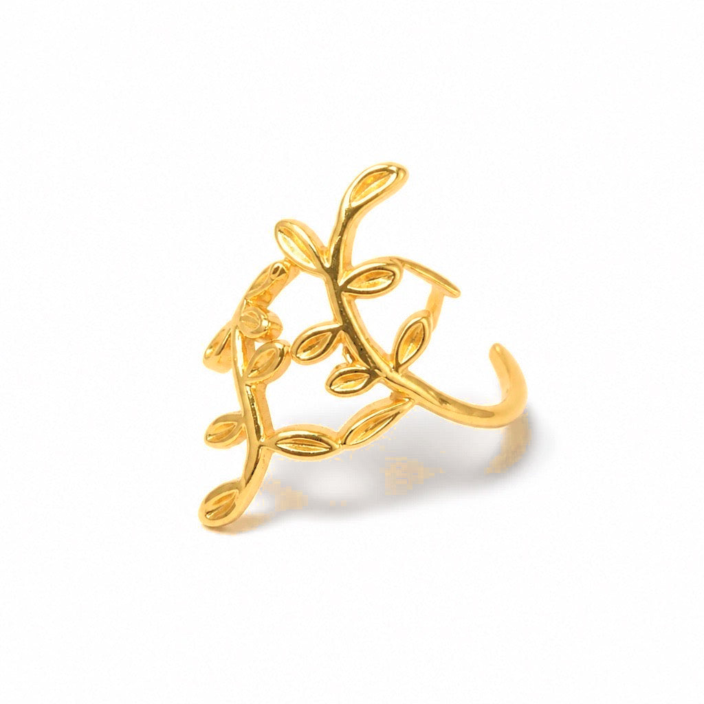 Ear Cuff Oro 14k Rama con Hojas