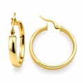 28mm x 4mm Aretes de Dama Oro 10k Argolla Plana con Dije Rectangular