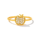 Anillo de Dama Oro 14k Manzana de Circonias