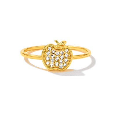 Anillo de Dama Oro 14k Manzana de Circonias