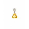 12.8mm Dije Citrina Corte Trébol Oro Blanco 14k con Circonios