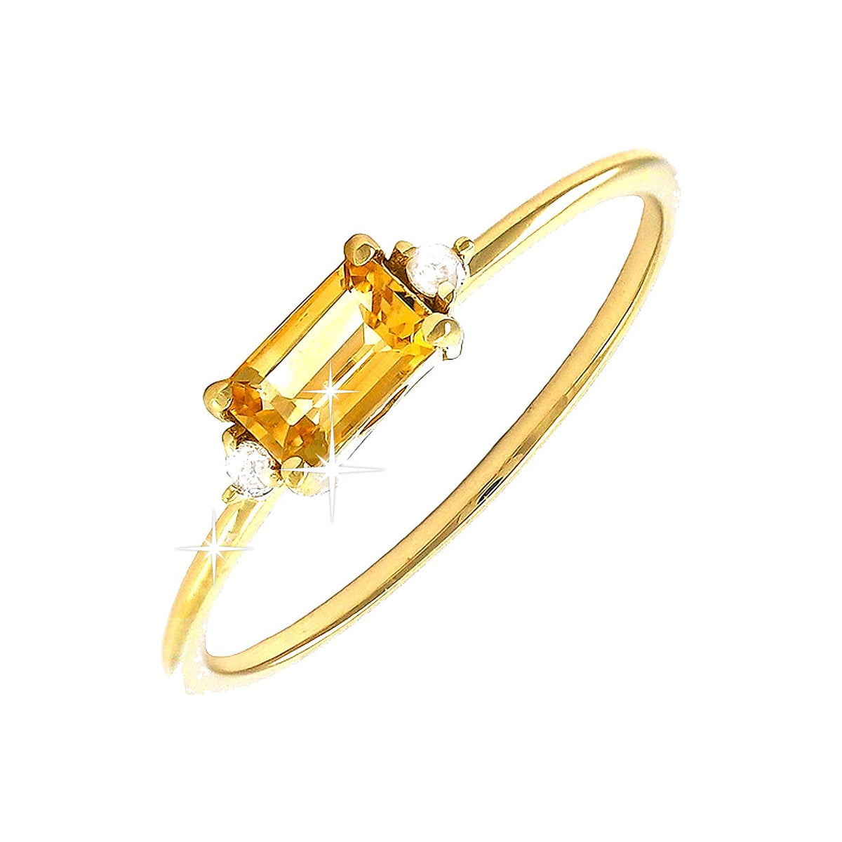 Anillo de Dama Oro 14k con Citrino y Diamantes Naturales