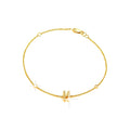 7mm Brazalete de Dama Oro 14k Inicial Pavé con Diamantes Naturales