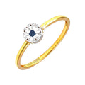 6mm Anillo de Dama Oro 14k con Halo Redondos con Zafiro y Diamantes Naturales