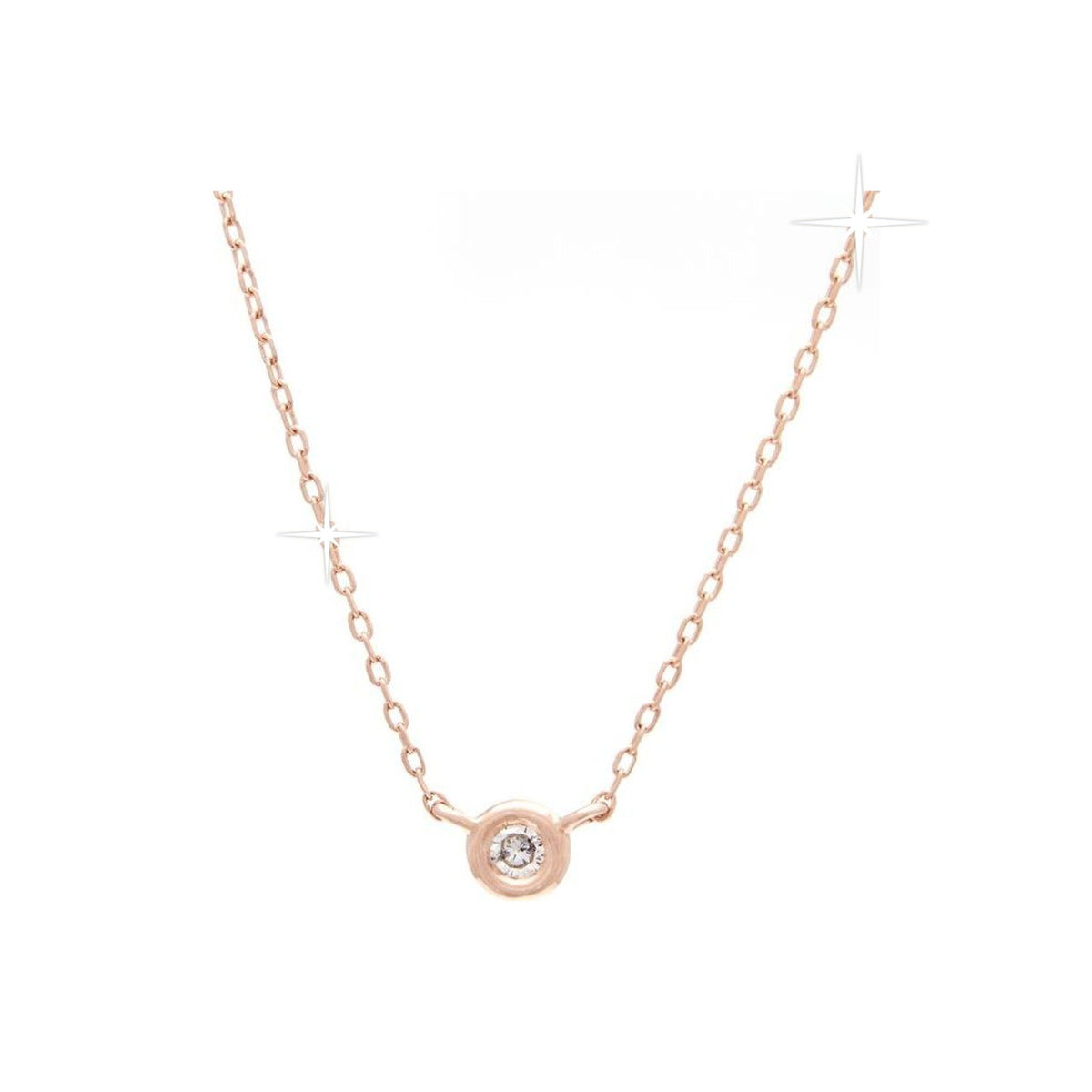 3.5mm Collar Oro Rosa 14k Redondos con Diamantes Naturales