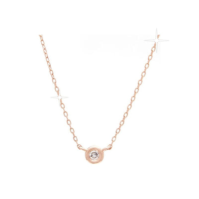 3.5mm Collar Oro Rosa 14k Redondos con Diamantes Naturales