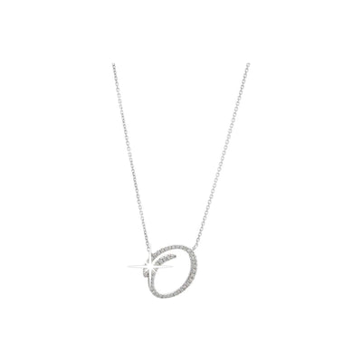 13mm Collar Oro Blanco 14k Inicial Pavé con Diamantes Naturales