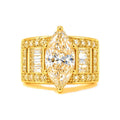 Anillo de Matrimonio para Dama Oro 10k Marquesa Art Deco con Baguettes y Pavé