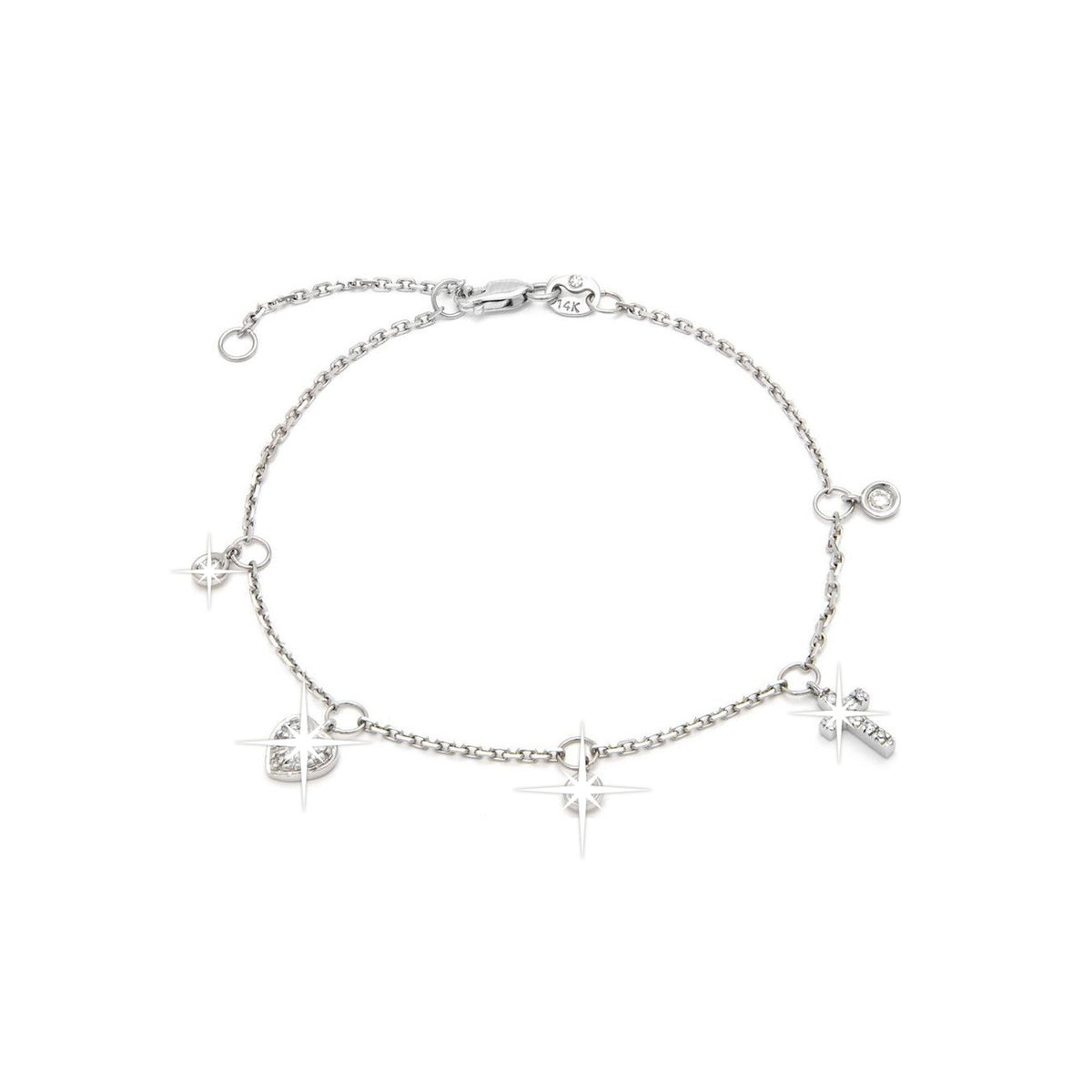 Brazalete de Dama Oro Blanco 14k Redondos con Diamantes Naturales