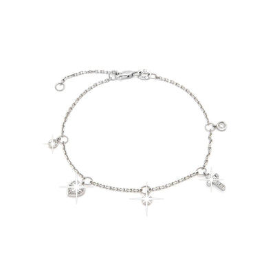 Brazalete de Dama Oro Blanco 14k Redondos con Diamantes Naturales