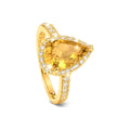 Anillo de Dama Oro 14k Citrino Natural Halo Diamante