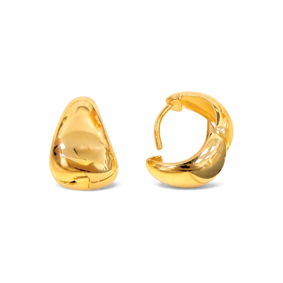 Aretes de Dama Oro 14k Aro Grueso Abombado Triangular