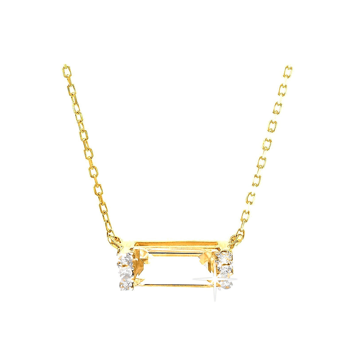 9x3.5mm Collar Oro 14k Barra con Topacio Blanco y Diamantes Naturales