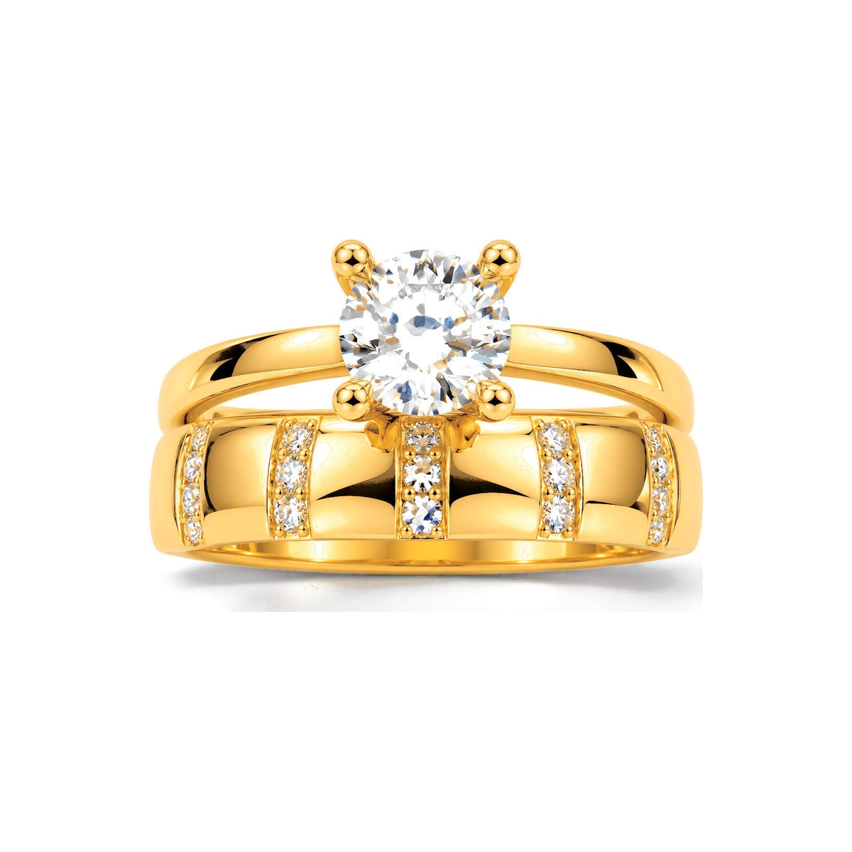Anillo de Matrimonio Dama Oro 14k Solitario Banda Canal