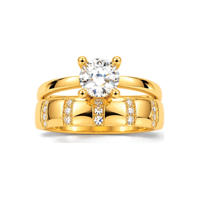 Anillo de Matrimonio Dama Oro 14k Solitario Banda Canal