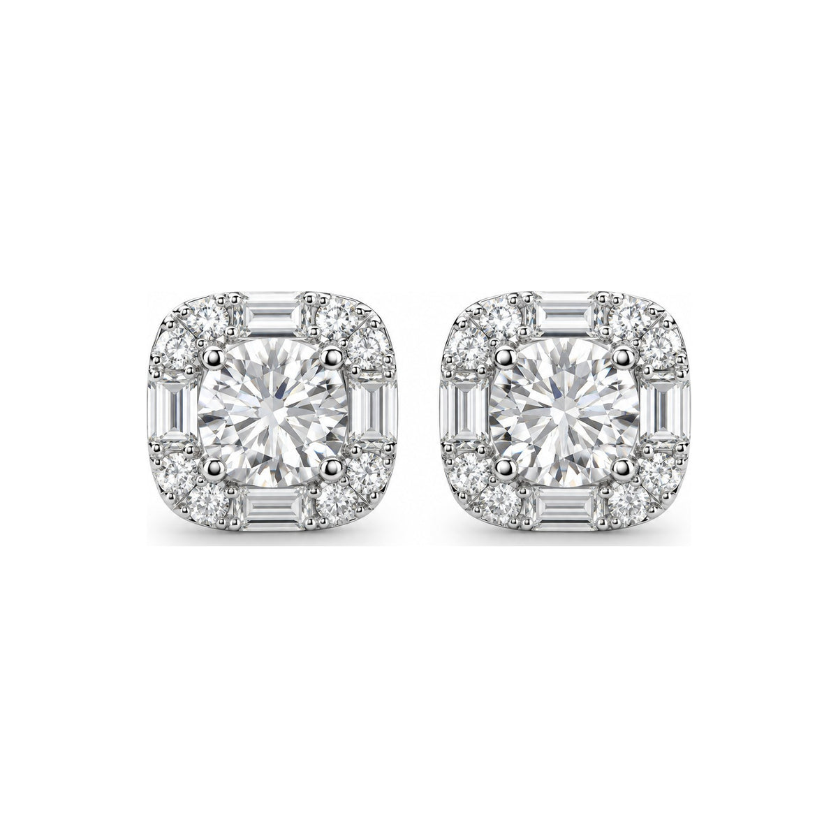 Aretes Cluster Baguette Moissanite S925