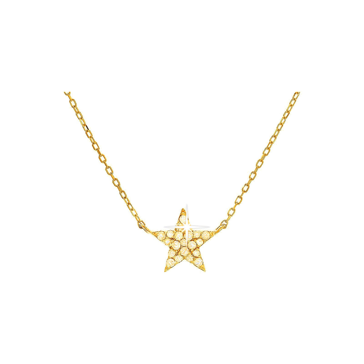 8mm Collar Oro 14k Estrella Pavé con Diamantes Naturales