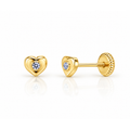 Aretes para Bebé Oro 14k Corazón con Circonio
