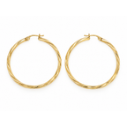 Aretes de Dama Oro 14k Aro Grande Torcido