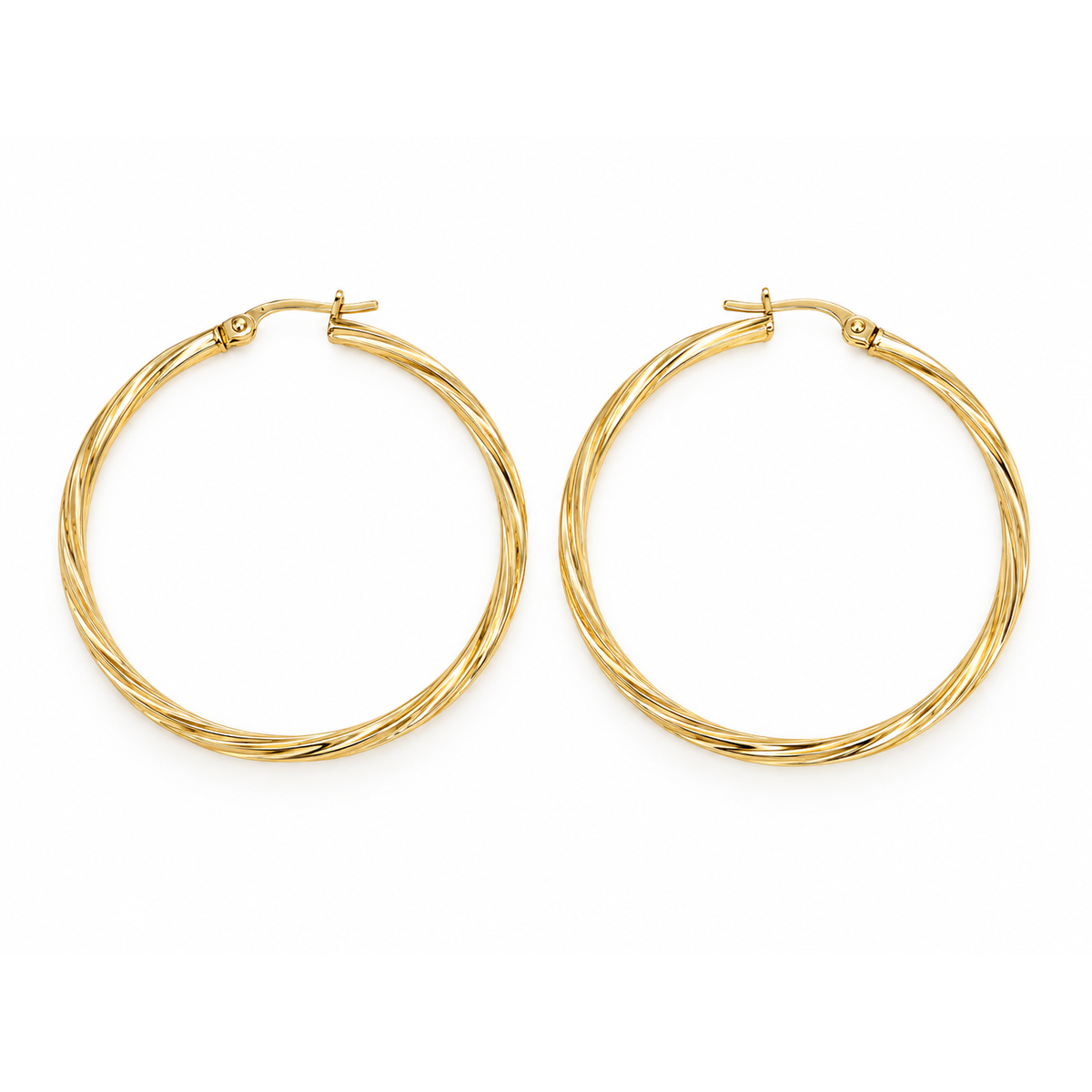 Aretes de Dama Oro 14k Aro Grande Torcido