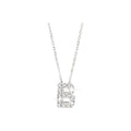 7mm Collar Oro Blanco 14k Inicial Pavé con Diamantes Naturales