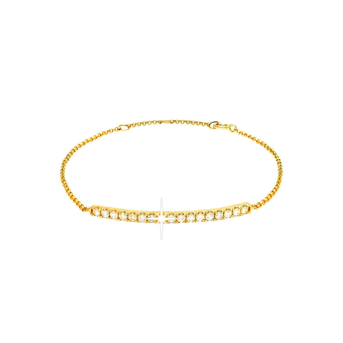 Brazalete de Dama Oro 14k Barra con Diamantes Naturales