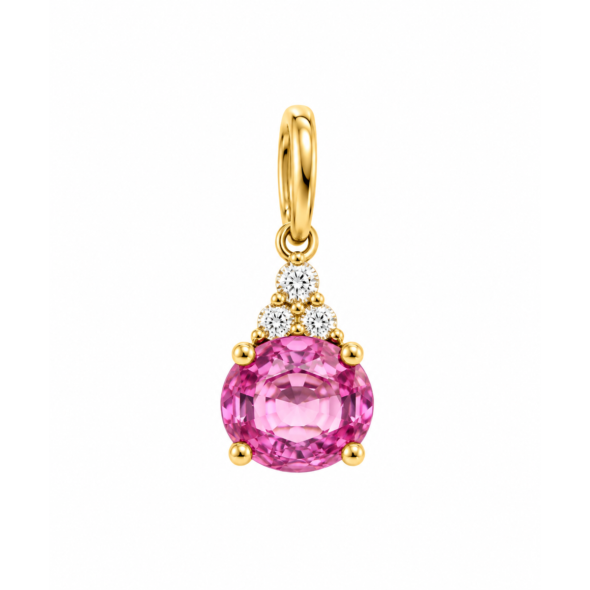 Dije Zafiro Rosa con Corona de Circonios Oro 14k