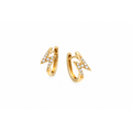 Aretes de Dama Oro 14k Huggie Rayo con Diamantes Naturales