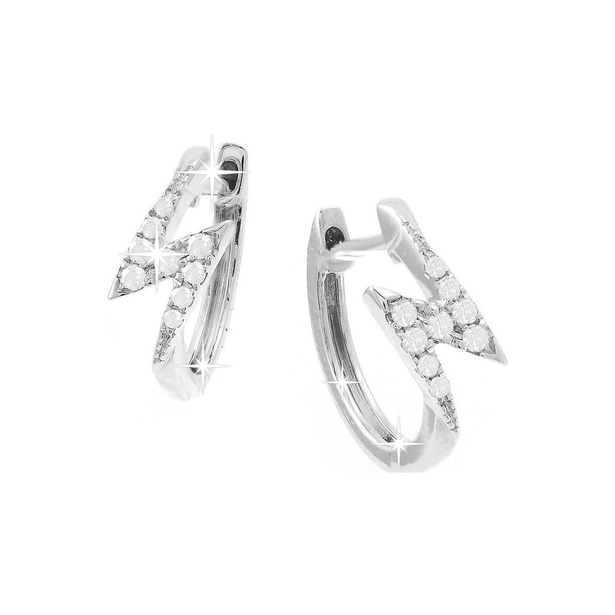 11mm Aretes de Dama Oro Blanco 14k Pavé con Diamantes Naturales