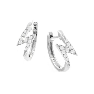 11mm Aretes de Dama Oro Blanco 14k Pavé con Diamantes Naturales