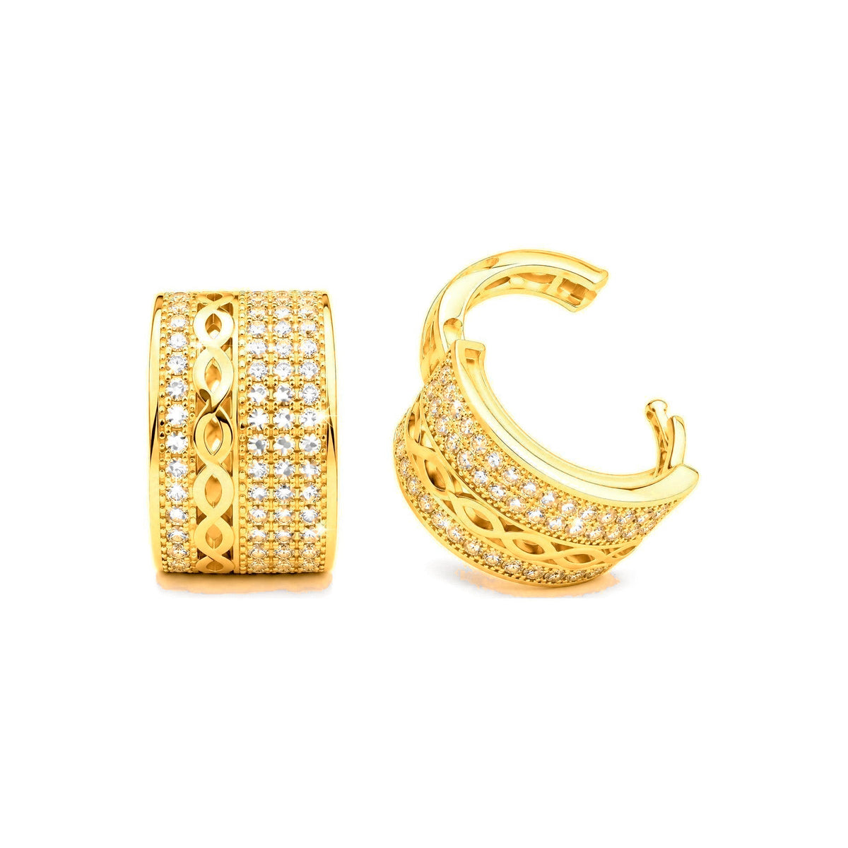 Aretes de Dama Oro 10k Aro Pavé Calado Infinito